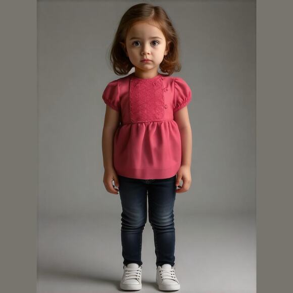 Janie and Jack Girls Top Size 18-24 Months Parisian Park Quilted Bib Pink - Picture 1 of 8